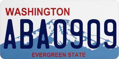 WA license plate ABA0909