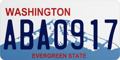 WA license plate ABA0917