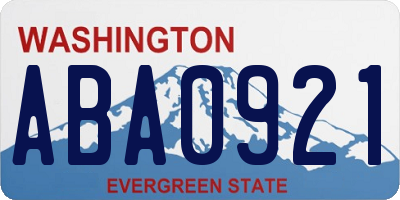 WA license plate ABA0921