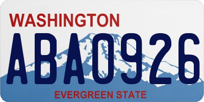 WA license plate ABA0926