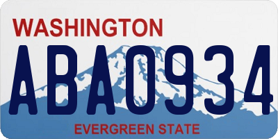 WA license plate ABA0934