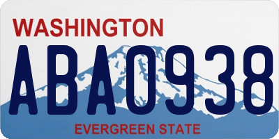 WA license plate ABA0938