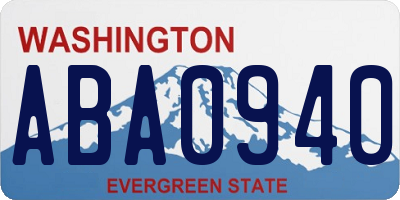 WA license plate ABA0940