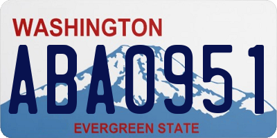 WA license plate ABA0951