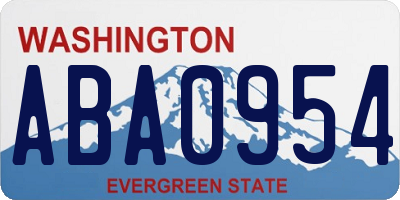 WA license plate ABA0954