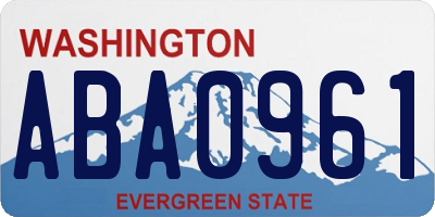 WA license plate ABA0961