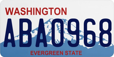 WA license plate ABA0968