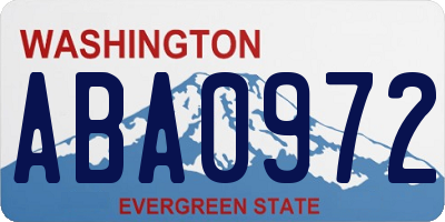 WA license plate ABA0972