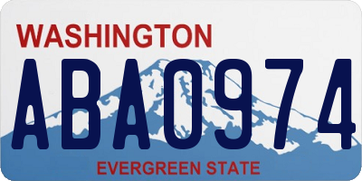 WA license plate ABA0974