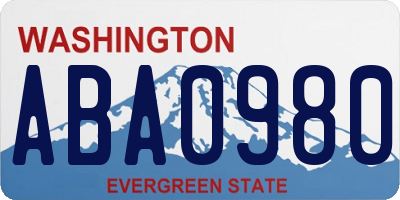 WA license plate ABA0980