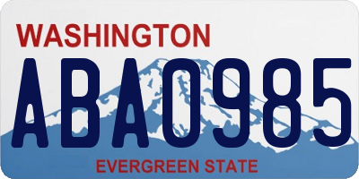 WA license plate ABA0985