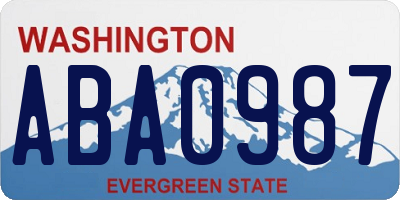 WA license plate ABA0987