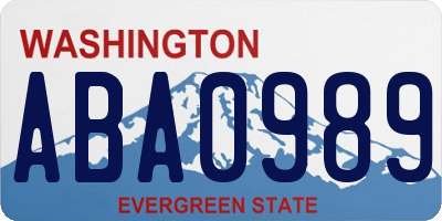 WA license plate ABA0989