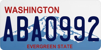 WA license plate ABA0992