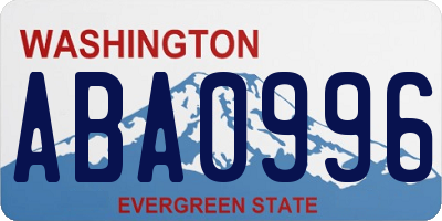 WA license plate ABA0996