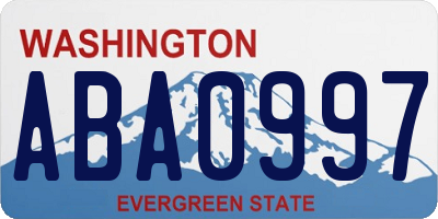 WA license plate ABA0997