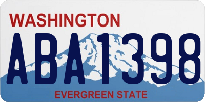 WA license plate ABA1398