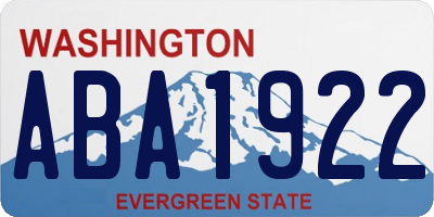 WA license plate ABA1922
