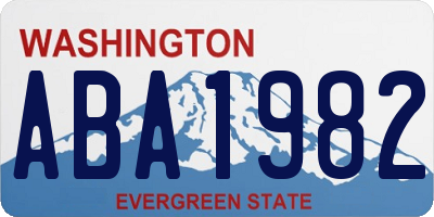WA license plate ABA1982
