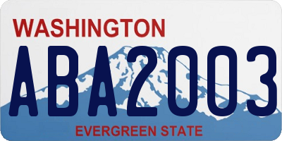 WA license plate ABA2003