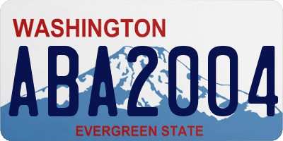 WA license plate ABA2004