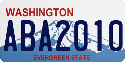 WA license plate ABA2010