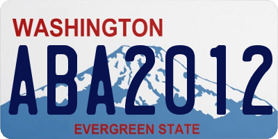 WA license plate ABA2012