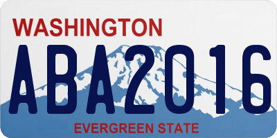 WA license plate ABA2016