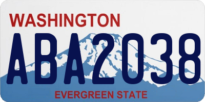 WA license plate ABA2038