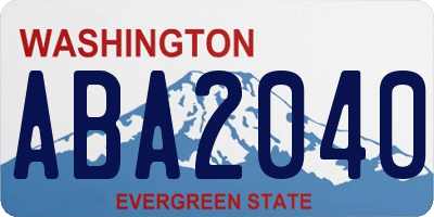 WA license plate ABA2040