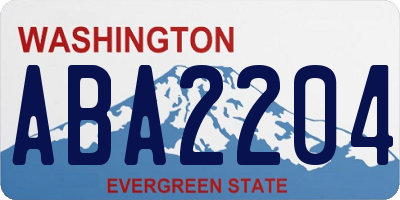 WA license plate ABA2204