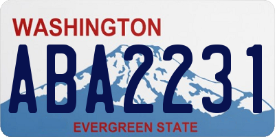 WA license plate ABA2231