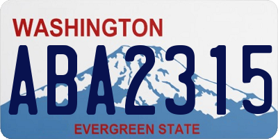 WA license plate ABA2315