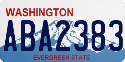 WA license plate ABA2383