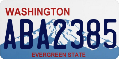 WA license plate ABA2385