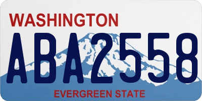 WA license plate ABA2558