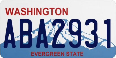 WA license plate ABA2931