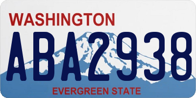 WA license plate ABA2938