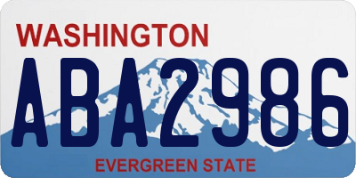 WA license plate ABA2986