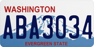 WA license plate ABA3034