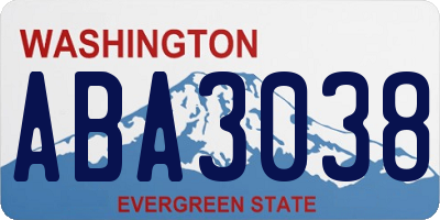 WA license plate ABA3038