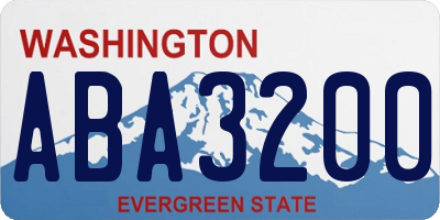 WA license plate ABA3200