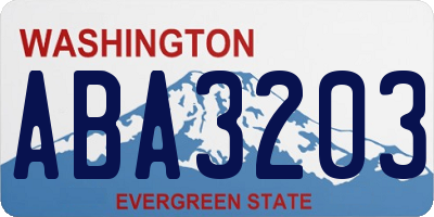 WA license plate ABA3203