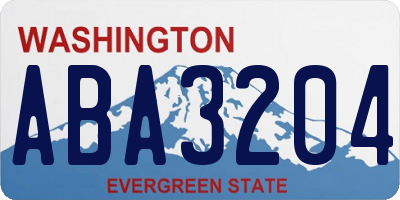 WA license plate ABA3204