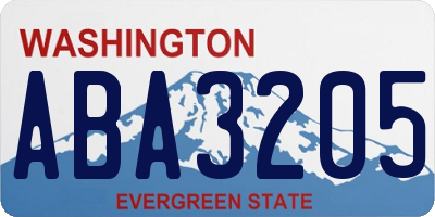 WA license plate ABA3205