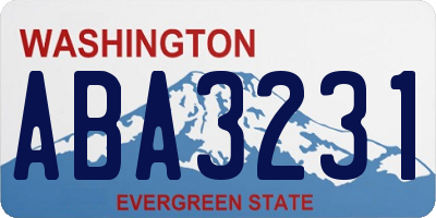 WA license plate ABA3231