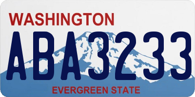 WA license plate ABA3233