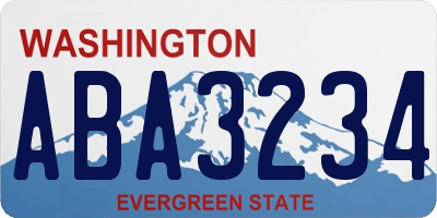 WA license plate ABA3234