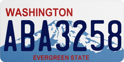 WA license plate ABA3258