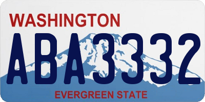 WA license plate ABA3332